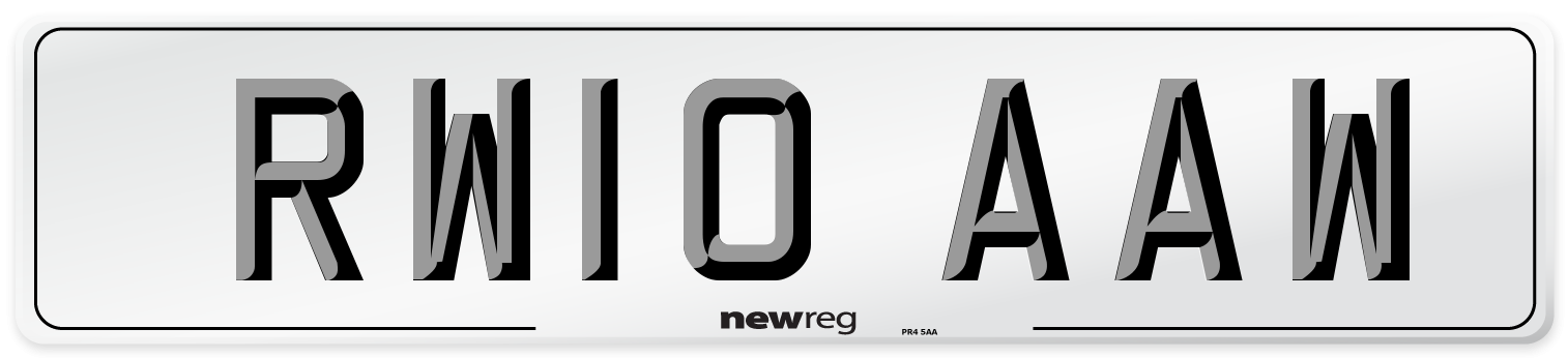 RW10 AAW Number Plate from New Reg